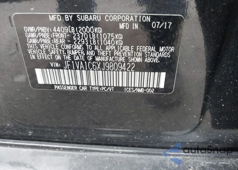 2018 Subaru Wrx Premium из США, поврежденный, VIN JF1VA1C6XJ9809422